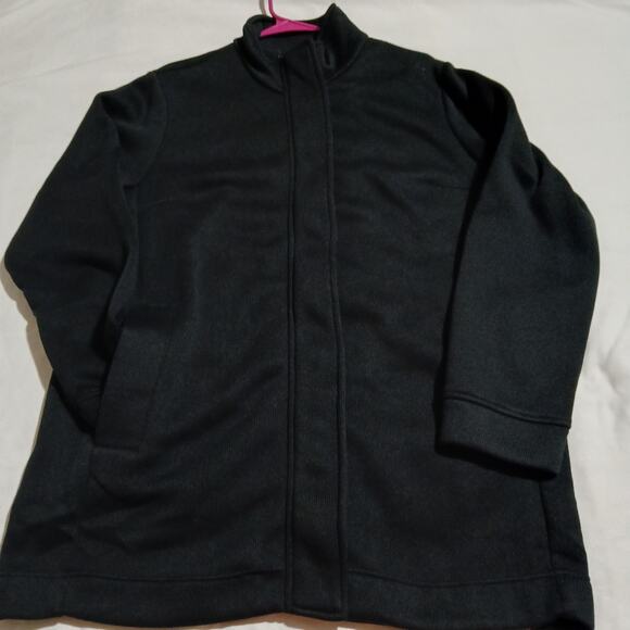 Lands' End XL/P Black Sweatshirt Style Full-Zip Long-Sleeved Micro-Waffle Jacket - Picture 3 of 14